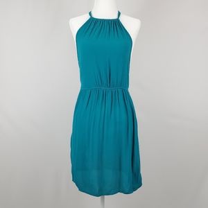 Forever21 Turquoise Self-Tie Mini Halter Dress, S
